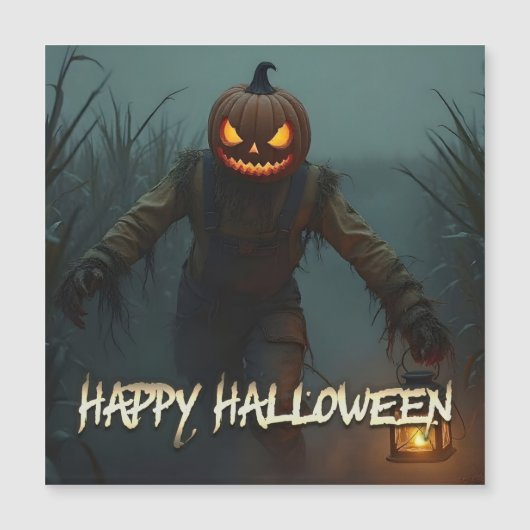 Griezelige Pompoen Hoofd Halloween Scène (Voorkant)