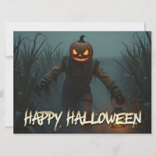 Griezelige Pompoen Hoofd Halloween Scène