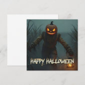 Griezelige Pompoen Hoofd Halloween Scène (Voorkant / Achterkant)