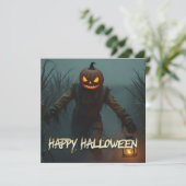 Griezelige Pompoen Hoofd Halloween Scène (Staand voorkant)