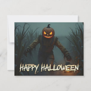 Griezelige Pompoen Hoofd Halloween Scène