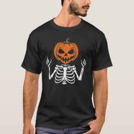 Griezelige Pompoen Hoofd Skelet Halloween T-shirt