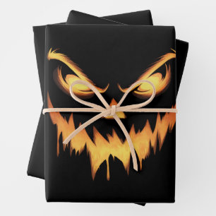 Griezelige Pompoen Jack O Lantern Gezicht Hallowee Inpakpapier Vel