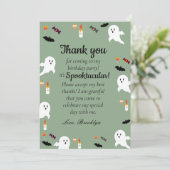 Griezelige pompoen kinderen halloween 1e verjaarda bedankkaart (Staand voorkant)