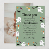 Griezelige pompoen kinderen halloween 1e verjaarda bedankkaart (Voorkant / Achterkant)