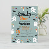 Griezelige pompoen kinderen halloween 1e verjaarda kaart (Staand voorkant)