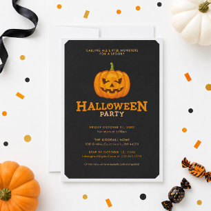 Griezelige Pompoen Kinderen Halloween Feest Kaart