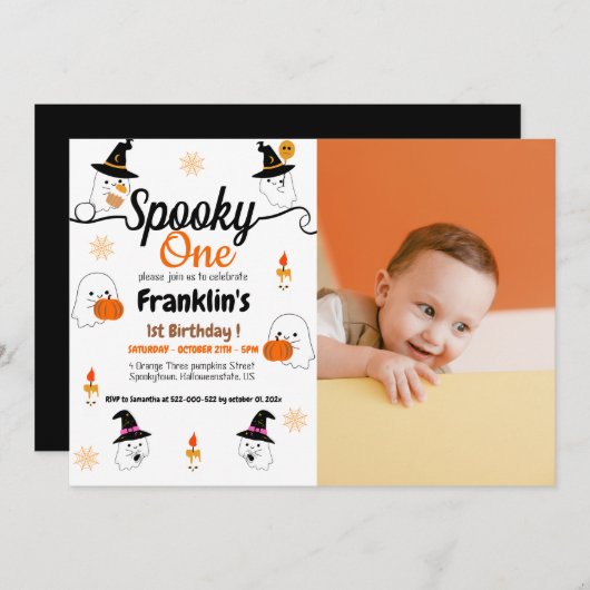 Griezelige pompoen kinderen halloween verjaardagsf kaart (Voorkant / Achterkant)