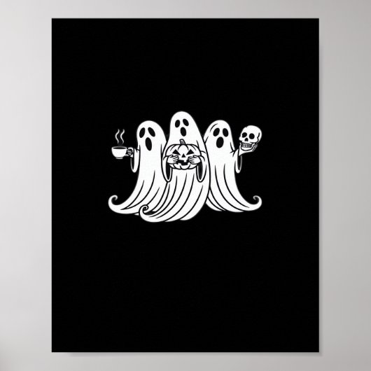 Griezelige Pompoen met Koffie Poster (Voorkant)
