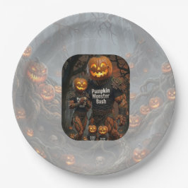 Griezelige Pompoen Monster Bash Halloween Feest Pa Papieren Bordje