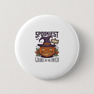 Griezelige Pompoen Shirt Vintage Gravure Halloween Ronde Button 5,7 Cm