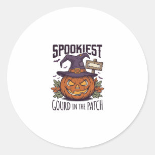 Griezelige Pompoen Shirt Vintage Gravure Halloween Ronde Sticker