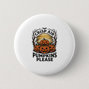 Griezelige Pompoen Shirt Vintage Gravure Herfst Ha Ronde Button 5,7 Cm