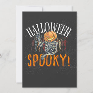 Griezelige Pompoen Skelet Halloween T-Shirt   Grap Kaart