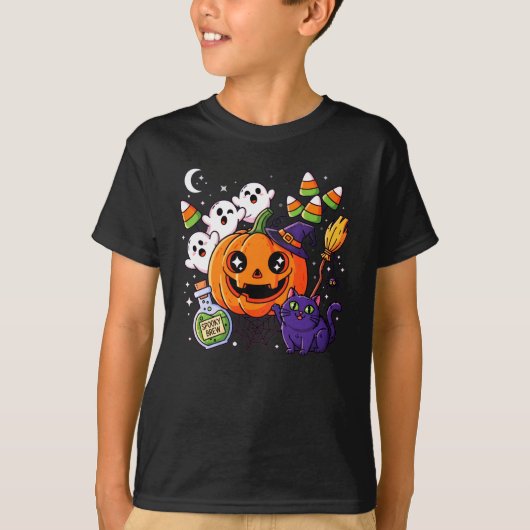 Griezelige Pompoen & Spin Fall Design – Gezellige T-shirt (Voorkant)