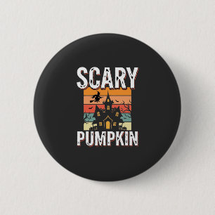 Griezelige Pompoen Spokenhuis Halloween Ontwerp_1 Ronde Button 5,7 Cm