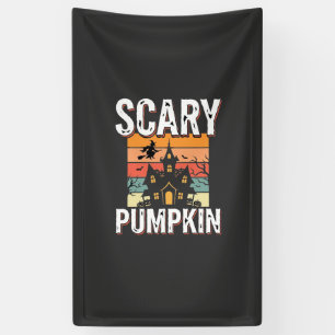Griezelige Pompoen Spokenhuis Halloween Ontwerp_1 Spandoek