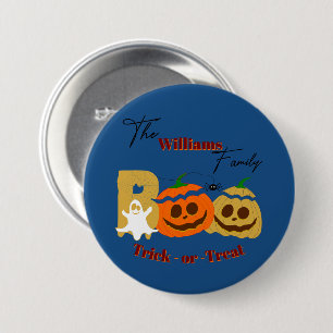 Griezelige Pompoen Trick or Treat Knop Ronde Button 7,6 Cm
