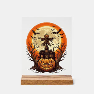 Griezelige Pompoen Vogelverschrikker Geheugen Huis Acryl Bord