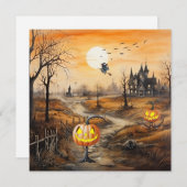 Griezelige Pompoenen Halloween Feestdagenkaart (Voorkant / Achterkant)