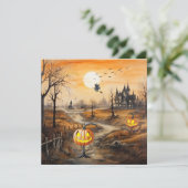Griezelige Pompoenen Halloween Feestdagenkaart (Staand voorkant)