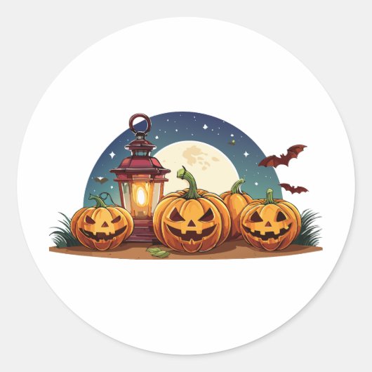 Griezelige pompoenen ronde sticker (Voorkant)