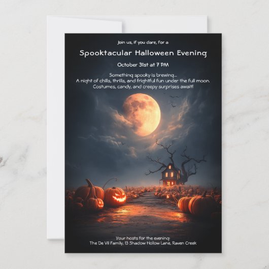 Griezelige Pompoenveld Halloween Feest Uitnodiging (Voorkant)