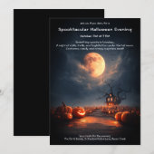 Griezelige Pompoenveld Halloween Feest Uitnodiging (Voorkant / Achterkant)