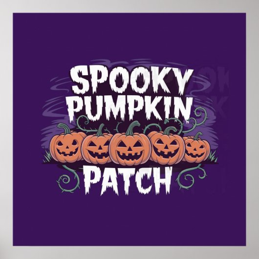 Griezelige Pompoenveld Halloween Poster (Voorkant)