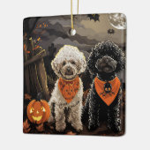 Griezelige Poodle Halloween Keramisch Ornament (Links)