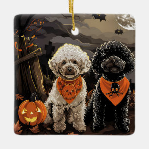 Griezelige Poodle Halloween Keramisch Ornament