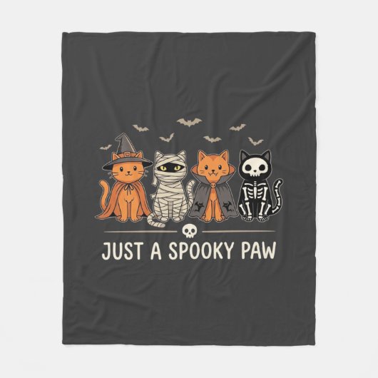 Griezelige Poot Halloween Kat Kostuum Vector Ontwe Fleece Deken (Voorkant)