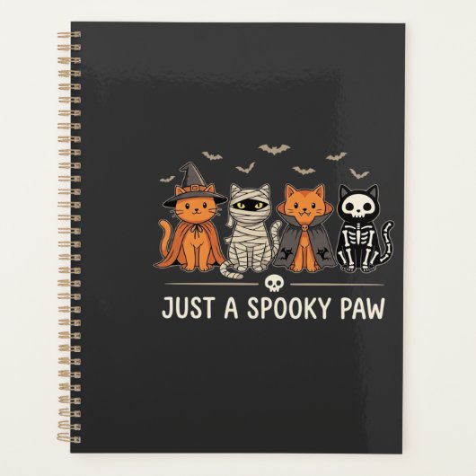 Griezelige Poot Halloween Kat Kostuum Vector Ontwe Planner (Voorkant)