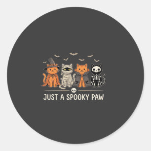 Griezelige Poot Halloween Kat Kostuum Vector Ontwe Ronde Sticker