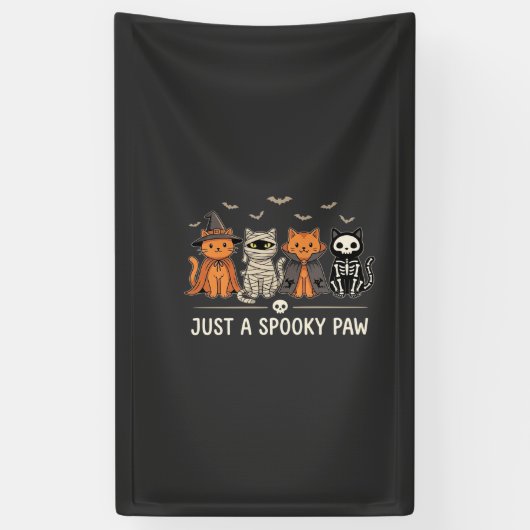 Griezelige Poot Halloween Kat Kostuum Vector Ontwe Spandoek (Verticaal)