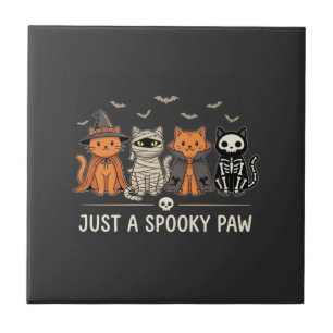 Griezelige Poot Halloween Kat Kostuum Vector Ontwe Tegeltje