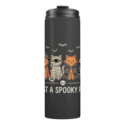Griezelige Poot Halloween Kat Kostuum Vector Ontwe Thermosbeker (Voorkant)