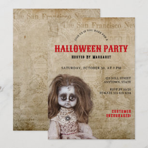  griezelige pop Halloween kostuumfeest Kaart
