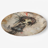 Griezelige pop met boog papieren bordje (Gekanteld)