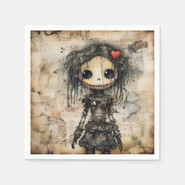 Griezelige pop met hart in haar servet