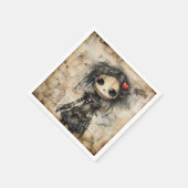 Griezelige pop met hart in haar servet (Hoek)