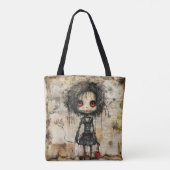 Griezelige pop met hart tote bag (Achterkant)