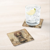 Griezelige pop met roze boog kartonnen onderzetters (Insitu)