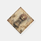 Griezelige pop met roze boog servet (Hoek)