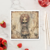 Griezelige pop met roze strik servetten (Insitu)