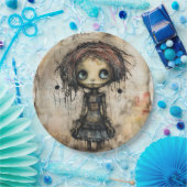 Griezelige pop opzoeken papieren bordje (Feest)