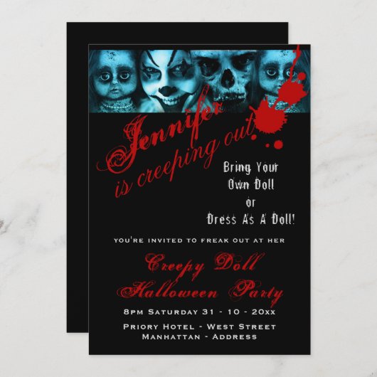 Griezelige pop verkleedfeest Halloween kwaadaardig Kaart (Voorkant / Achterkant)