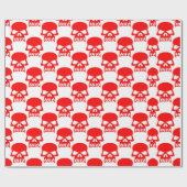 Griezelige rode schedel skelet Halloween cadeau Cadeaupapier (Vlak)