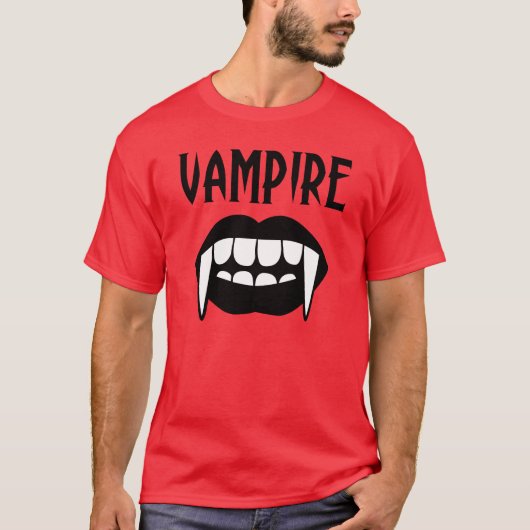 Griezelige Rode Vampier Halloween T-shirt (Voorkant)