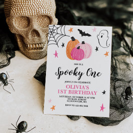 Griezelige Roze Halloween 1e Verjaardag Kaart